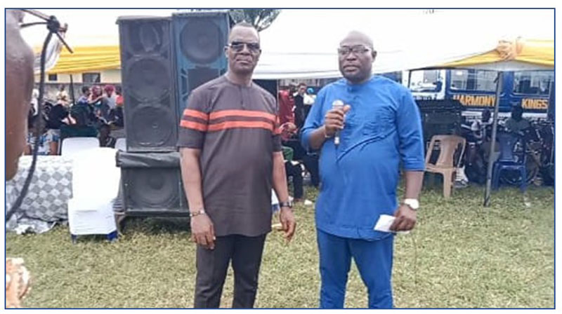 Festus Nwaomucha (right) in a photograph with Jude Ulogo (left) | Ndemili TownHall Commiserates with a Member Over the Death of His Grandmother